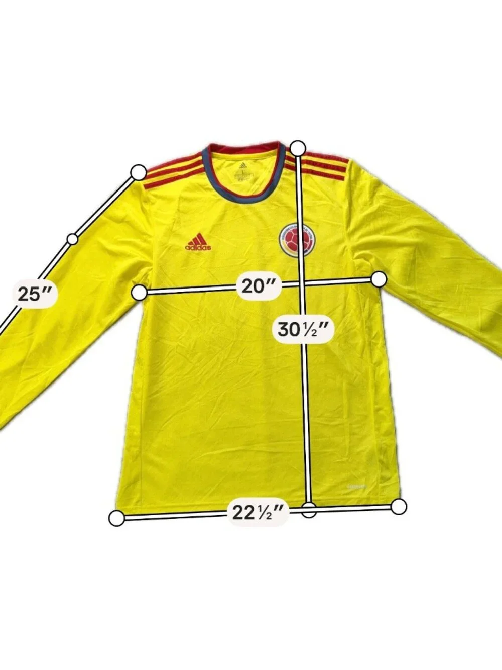 Adidas Colombia 2020/21 Home Long Sleeve Soccer Jersey Mens L GL5718